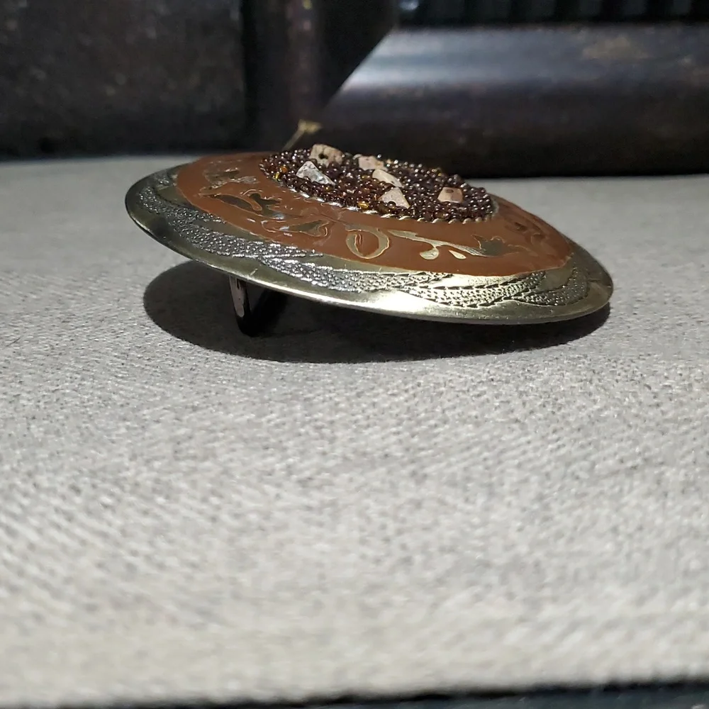 Vintage Gold and Brown Belt Buckle